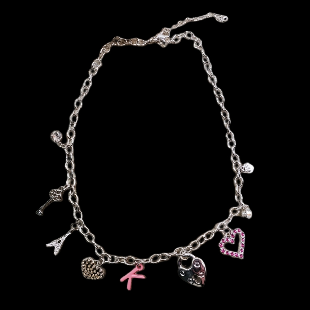 Adjustable Charm Necklace/Choker Letter "K"